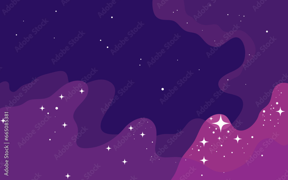 Poster vector space background . cute flat style template with stars in outer space