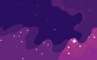 Vector space background . Cute flat style template with Stars in Outer space