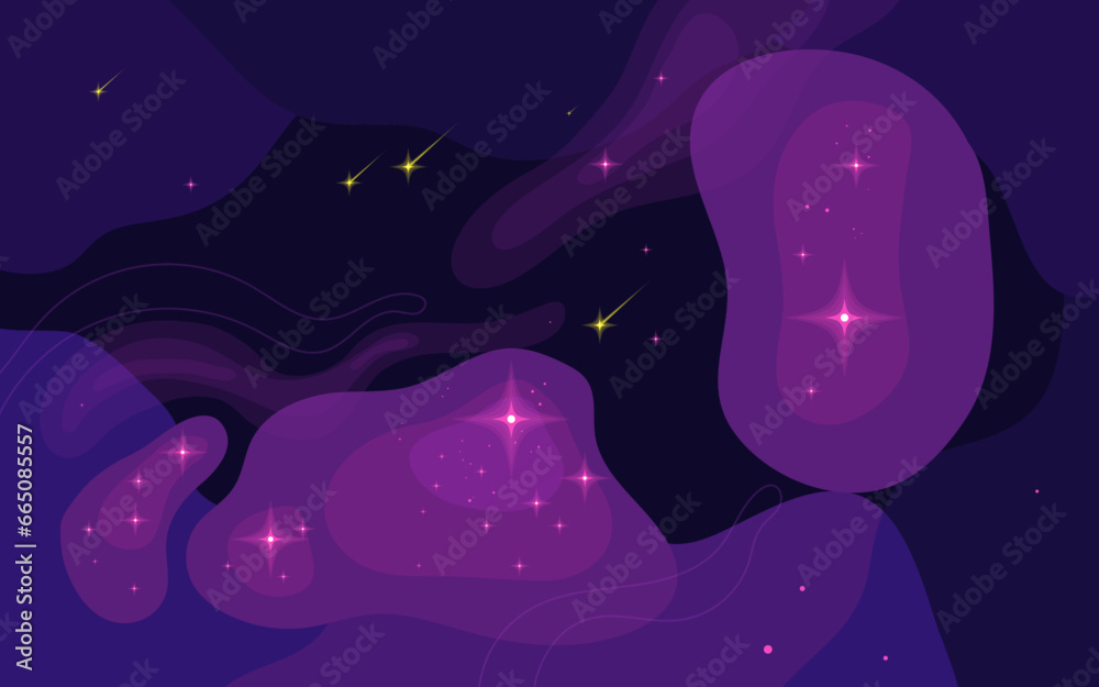 Sticker vector space background . cute flat style template with stars in outer space