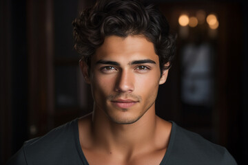 Obraz premium Photography of a nice groomed man created with generative ai isolated on dark grey background