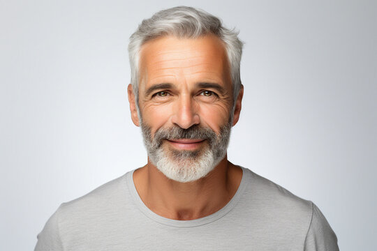 Generative ai modern technology portrait of attractive virile man after salon haircut barbershop stylist