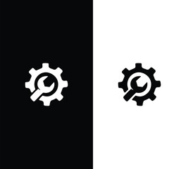 Car Service Logo Design. Black and White Logo. Usable for Business Logos. Flat Vector Logo Design Template - obrazy, fototapety, plakaty