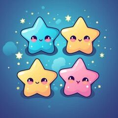 Obraz premium vector image of stars kawaii style