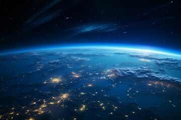 Night view of the planet Earth from space.  - obrazy, fototapety, plakaty