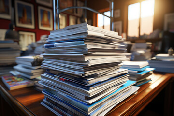 A stack of medical records, emphasizing the importance of health history in healthcare. Concept of medical documentation. Generative Ai.