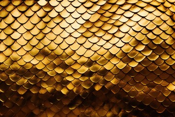 Macro shot of shimmering golden snake skin texture - obrazy, fototapety, plakaty