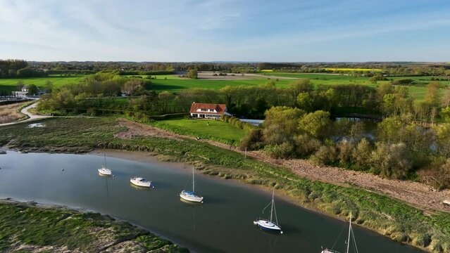 La baie d'Authie en fin de journ&eacute;e. Vue a&eacute;rienne par drone.