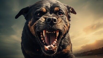 intensity of an angry dog in action, perfect for illustrating aggressive behavior and solutions.