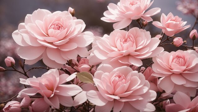 "Petals in the Breeze: A Symphony of Falling Pink Blossoms"