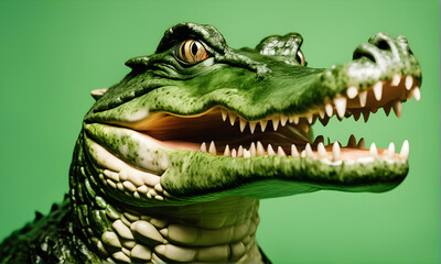 I scare a crocodile with a surprised face in the photo - Powered by Adobe