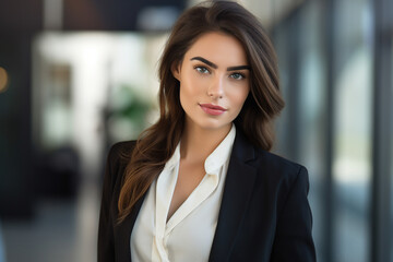 Fototapeta premium Generative AI portrait of gorgeous office worker young female woman business meeting