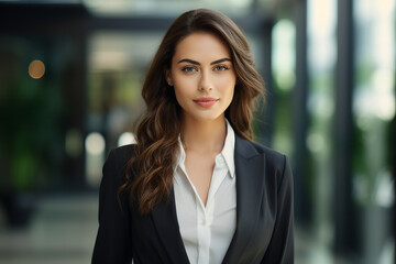 Generative AI picture portrait of amazing gorgeous office worker young woman
