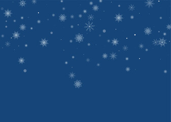 Christmas background. White delicate snowflakes on a blue background. New Year's holiday design