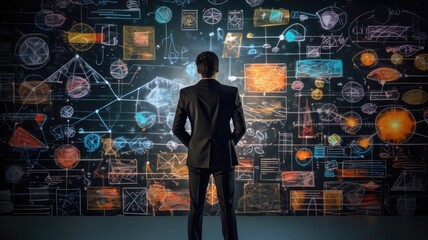 Visualize a person leveraging innovation and strategy to establish a competitive edge in the market