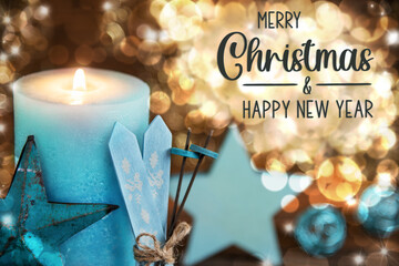 Text Merry Christmas And Happy New Year, Christmas Background, Festive Winter Decor