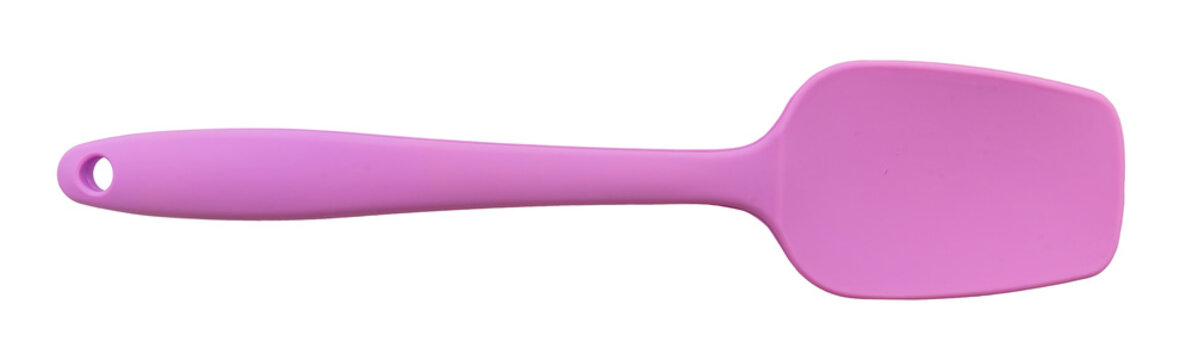 Colored rubber silicone spatula on a white background. Kitchenware