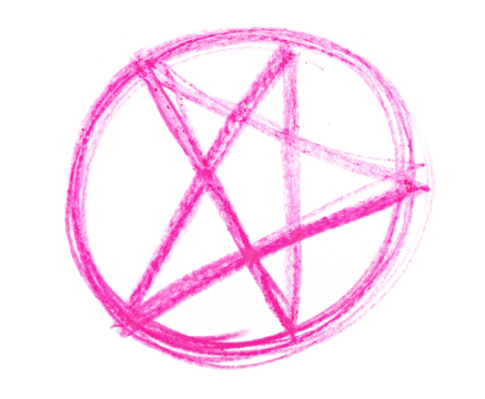 Photo grunge hand draw, scribble pentagram symbol, wax pastel, crayon isolated on white, clipping path
 - Powered by Adobe