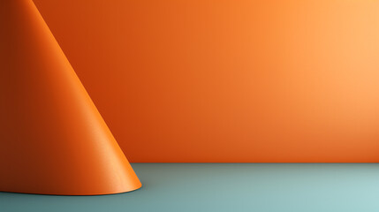 Orange traffic cones are placed on minimalist room. Cones for sport training or exercise background with copy space