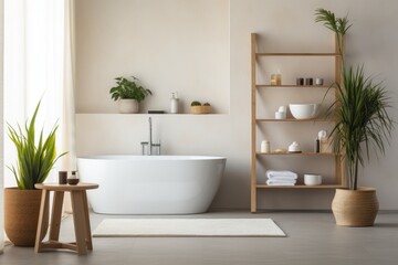 Fototapeta na wymiar A modern bathroom with a minimalist design