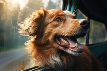 A curious dog peering through the car window