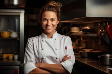 Fototapeta na wymiar Portrait of smiling woman chef