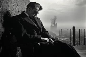 Portrait in the style of a movie still from a psychological thriller. Plot is set in post war London in the 1950's during the Great Smog. © Archlane