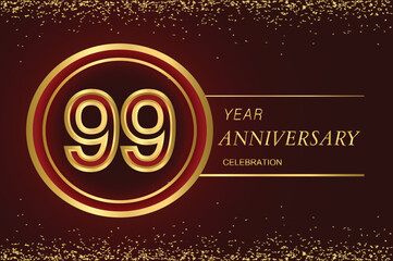 10th anniversary logo with gold double line style decorated with glitter and confetti Vector EPS 10