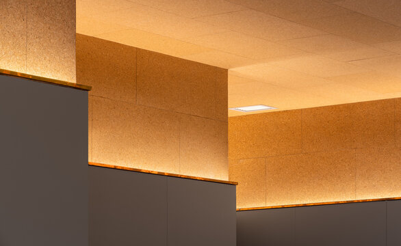 Contrasting cork and gray panels