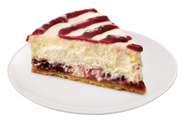 prato com delicioso cheesecake de frutas vermelhas isolado em fundo transparente