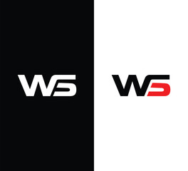 Monogram Letter WS Logo Design. Black and White Logo. Usable for Business Logos. Flat Vector Logo Design Template