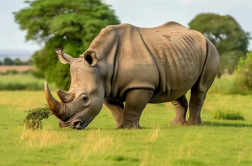 Foto op Plexiglas White Rhino grazing. © Anowar