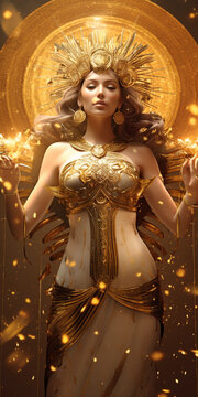 Beautiful woman Goddess Fortuna, The Mistress of Fate and Fortune Throughout the world, few goddesses are surrounded by as much admiration and reverence as the Goddess Fortuna. AI Generative