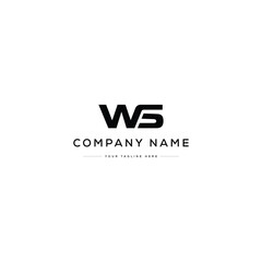 Monogram Letter WS Logo Design. Black and White Logo. Usable for Business Logos. Flat Vector Logo Design Template