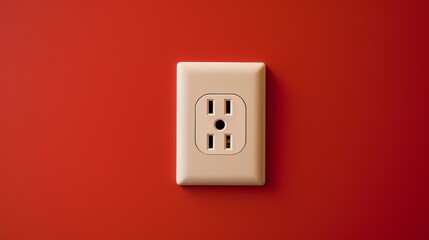 electrical outlet on orange wall.