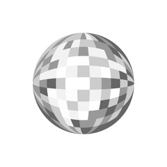 Silver disco ball on isolated background. Vector flat illustration