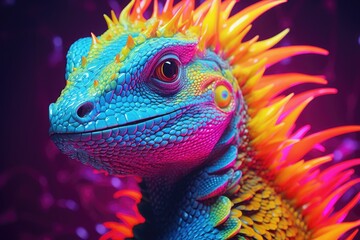 Obraz premium A vibrant and colorful reptile up close