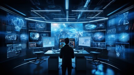 Obraz premium a captivating image that captures the harmony of cyber defenses and threat detection, exemplifying the beauty of Cybersecurity