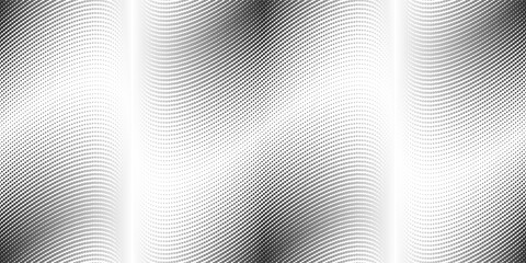 Black half tone waves on white background seamless pattern. Polka dot texture. Vector illustration