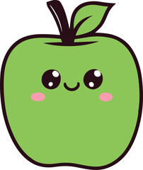 Kawaii Apple cartoon character drawing svg