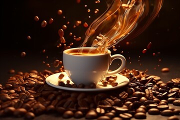 Coffee Bliss. Savoring the Aromatic Symphony of Splashing Beans.