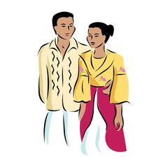 Young loving smiling couple man and woman enjoying time together vector illustration