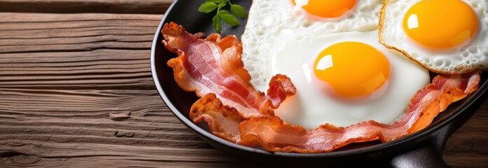 Fried eggs and bacon. - obrazy, fototapety, plakaty