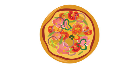 Vegetarian Cartoon Icon Fresh Tasty Tomato Pizza Vector Image.
