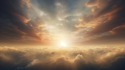 Obraz premium sun rays through the clouds .