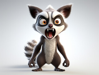 Obraz premium An Angry 3D Cartoon Lemur on a Solid Background