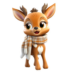Cute Baby Deer With Scarf isolated on a transparent background