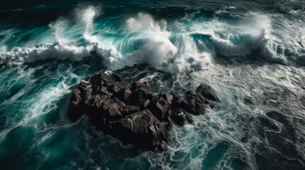 Ocean waves washing the rocks.