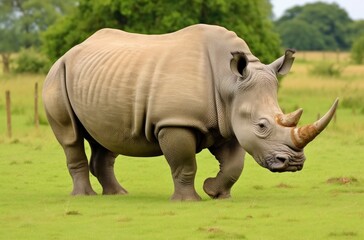 Obraz premium White Rhino grazing.
