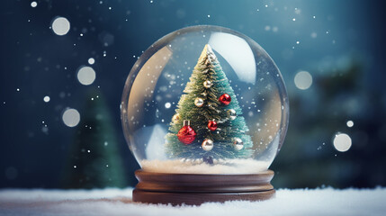 Christmas tree in a glass layer. New Year. Generative AI