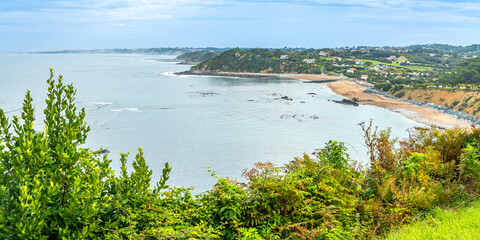 Erromardie beach seen form the Archilua cliff in Saint-Jean-de-Luz, France 